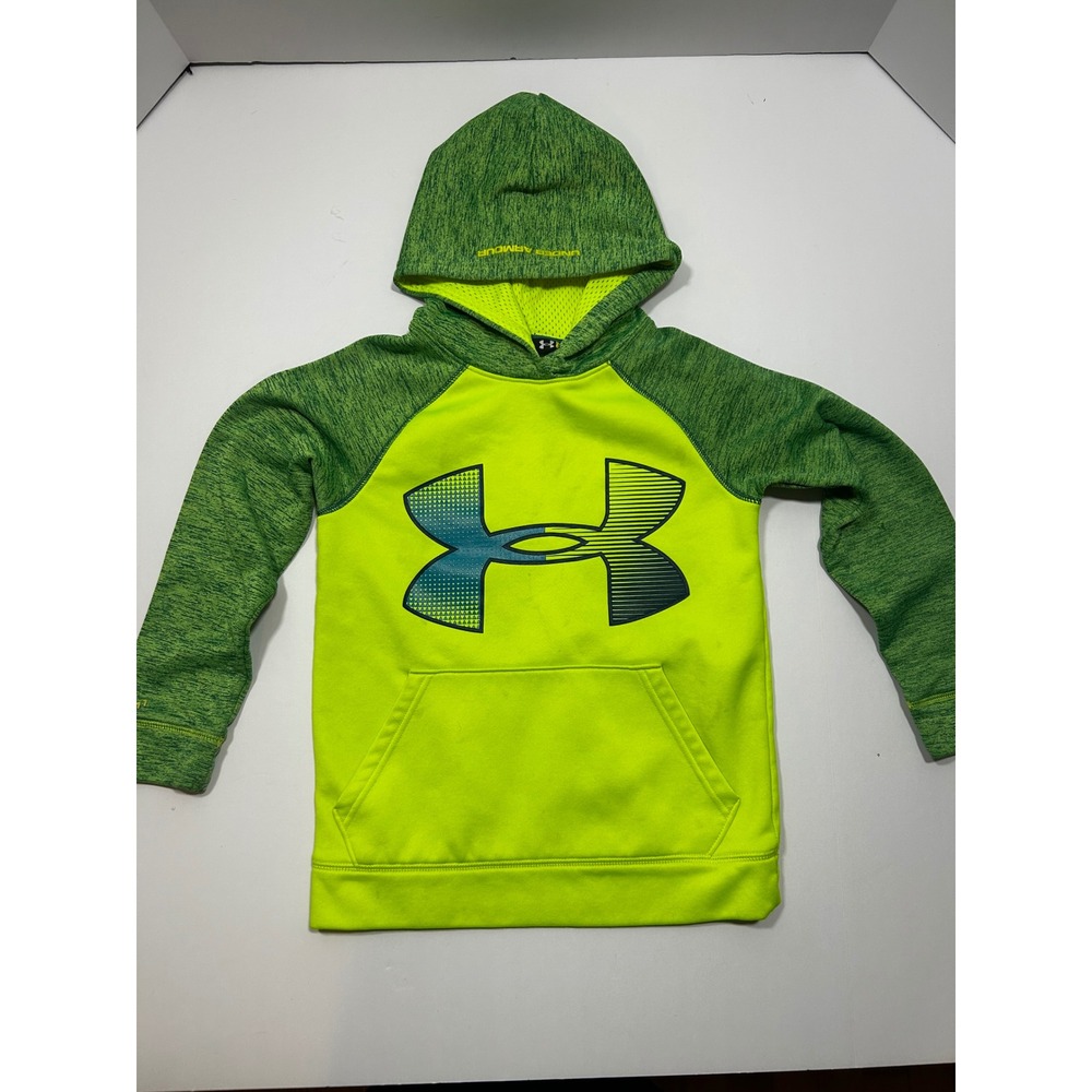 Under Armour Kids Hoodie Pullover Long Sleeve Green Yellow Logo‎ YXS/JTP/EP